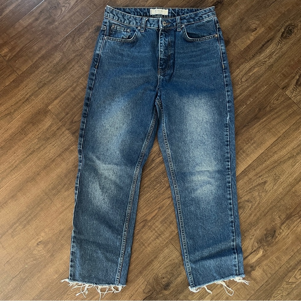 Free People We The Free Raw Hem Straight Jeans Distressed Wash Size 29